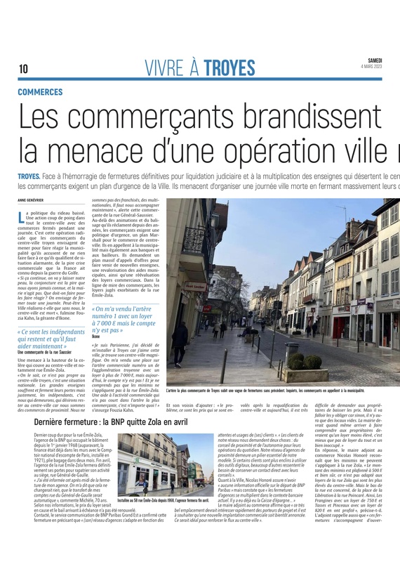 Les commerçants troyens brandissent la menace d’une opération ville morte