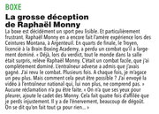 Grosse déception pour notre Pépite boxe,Raphael Monny.