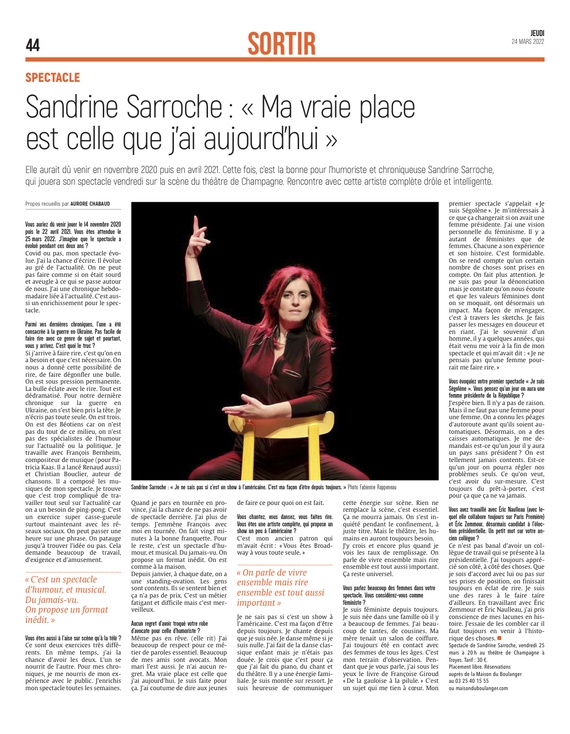 MDB : Sandrine Sarroche: Ma vraie place est celle que j'ai aujourd'hui.