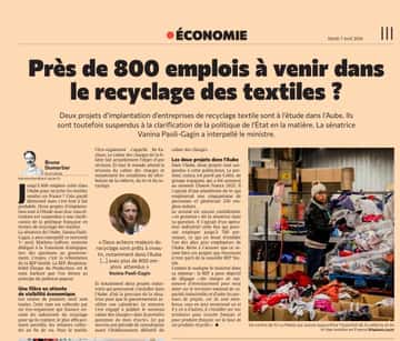 L’Aube espère accueillir près de 800 emplois dans le recyclage des textiles