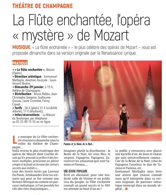 Troyes : La Flûte enchantée, l’opéra «mystère» de Mozart