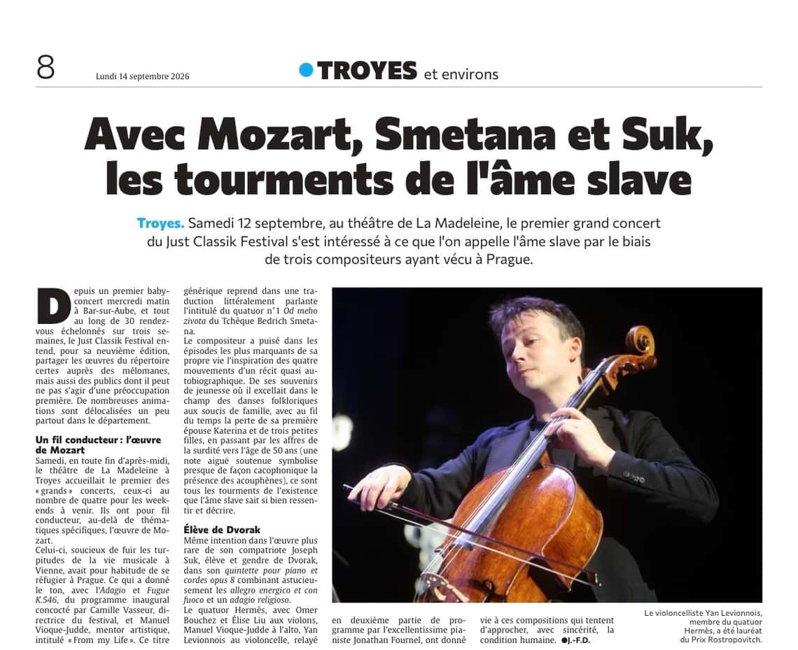 Avec Mozart, Smetana et Suk, les tourments de l'âme slave