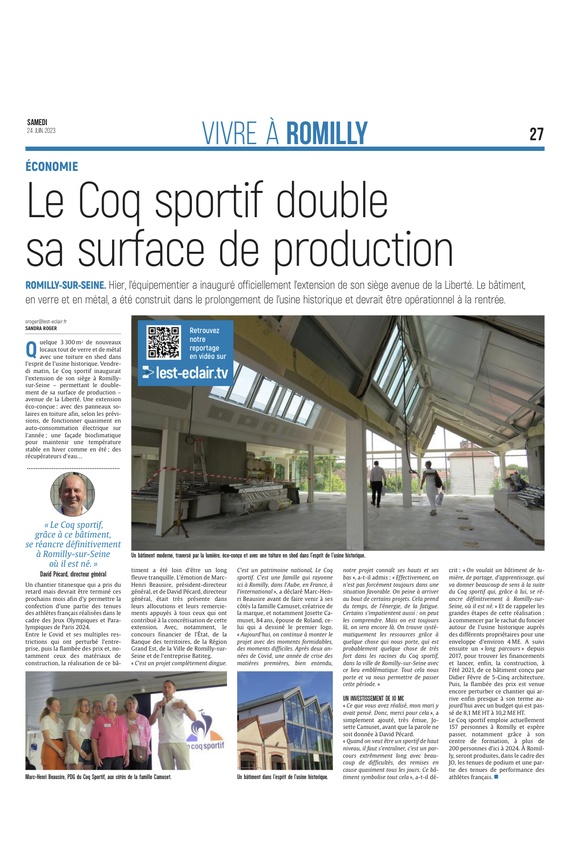 Le Coq sportif double sa surface de production à Romilly-sur-Seine