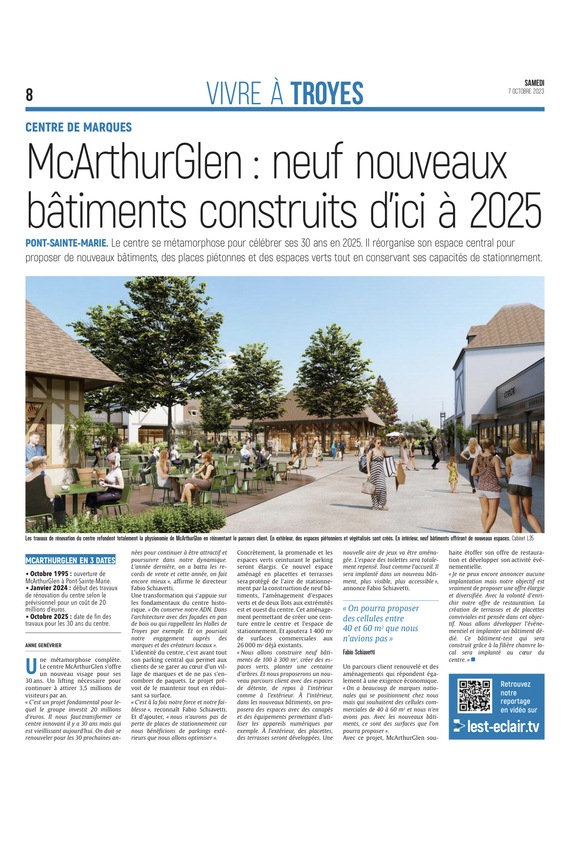 neuf nouveaux bâtiments construits à McArthurGlen d’ici à 2025