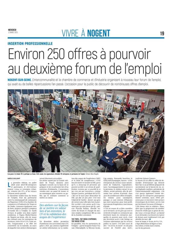 Environ 250 offres à pourvoir au deuxième forum de l’emploi .