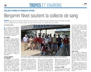 Benjamin Nivet soutient la collecte de sang