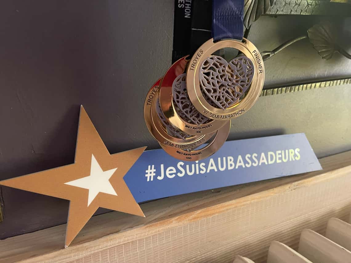 Une médaille avec le Coeur de Troyes pour le Semi-marathon de Troyes