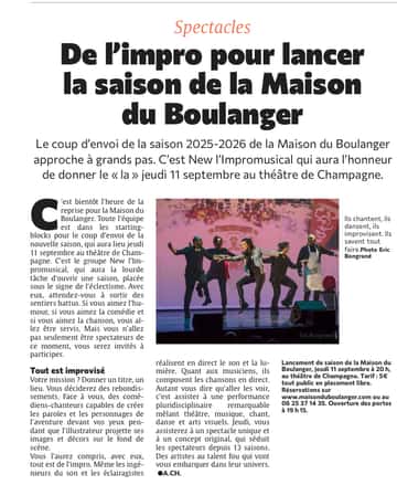 De l'impro pour lancer la saison de La Maison du Boulanger.