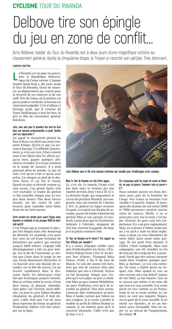 Joris Delbove tire son épingle du jeu en zone de conflit…
