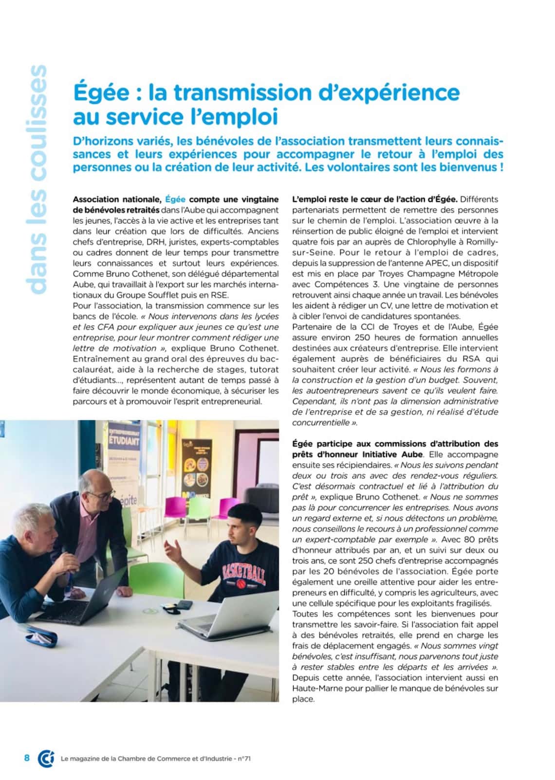 Egée : la transmission d'expérience au service de l'emploi