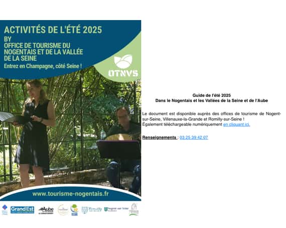 Guide des activités de l'été 2025 de l'office de tourisme du nogentais.
