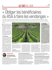 «Obliger les bénéficiaires du RSA à faire les vendanges»