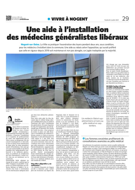 Une aide à l’installation des médecins à Nogent-Sur-Seine