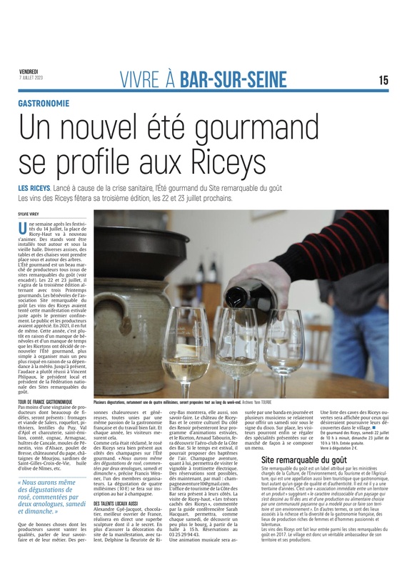 Un nouvel été gourmand se profile aux Riceys