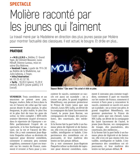 La Madeleine : Molière raconté par les jeunes qui l’aiment