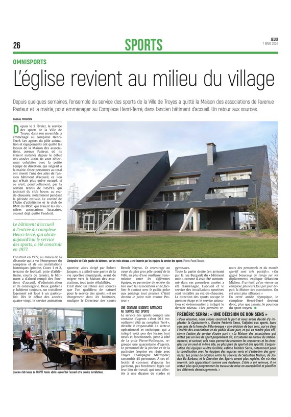 Omnisport : l'église revient au milieu du village.