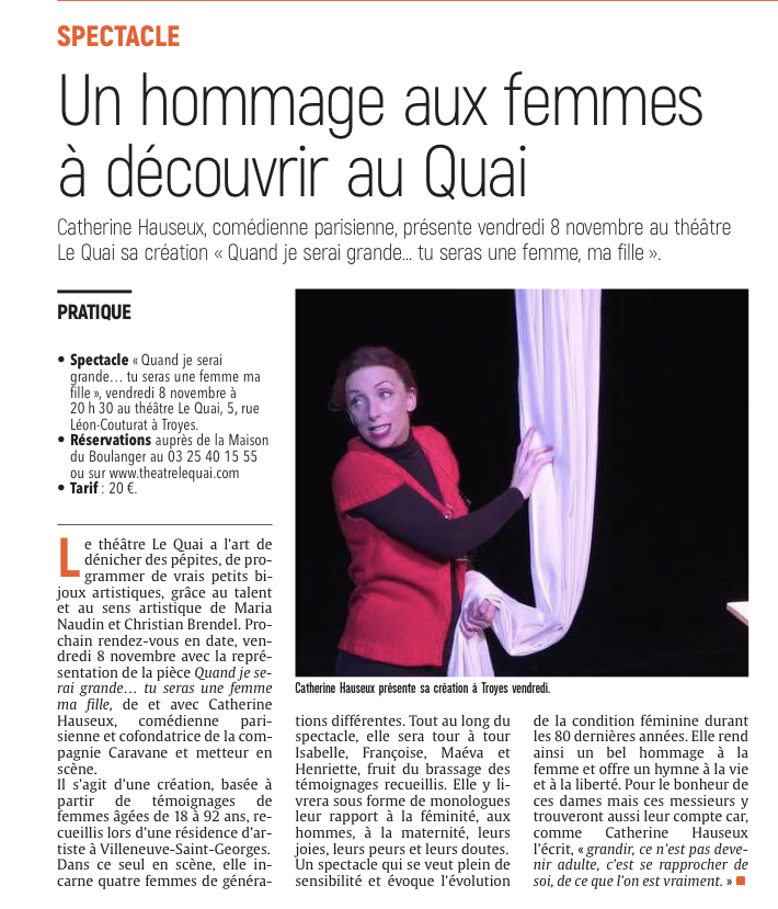 Un hommage aux femmes à découvrir au théâtre Le Quai