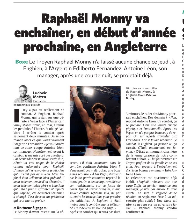 Raphaël Monny va enchaîner, en début d'année prochaine, en Angleterre
