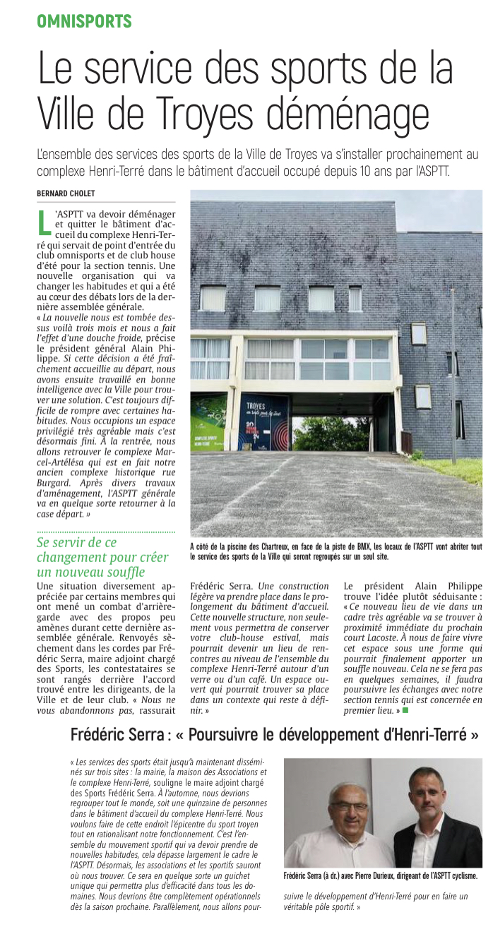 Le service des sports de la Ville de Troyes déménage...