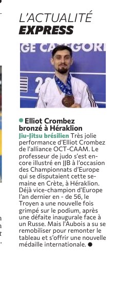 Elliot Crombez, pépite sport Jiu-Jitsu brésilien, médaille de bronze à Héraklion