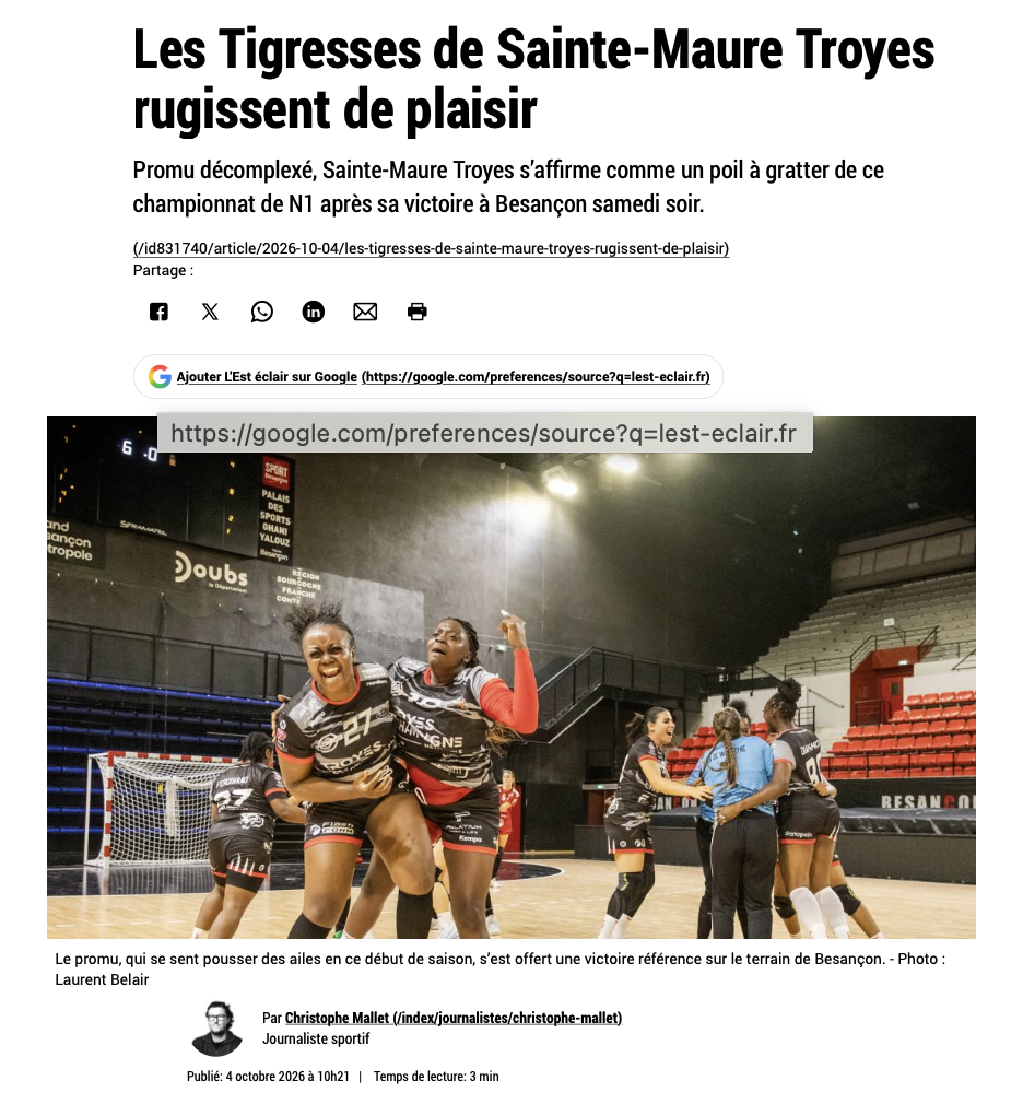 Les Tigresses de Sainte-Maure Troyes rugissent de plaisir