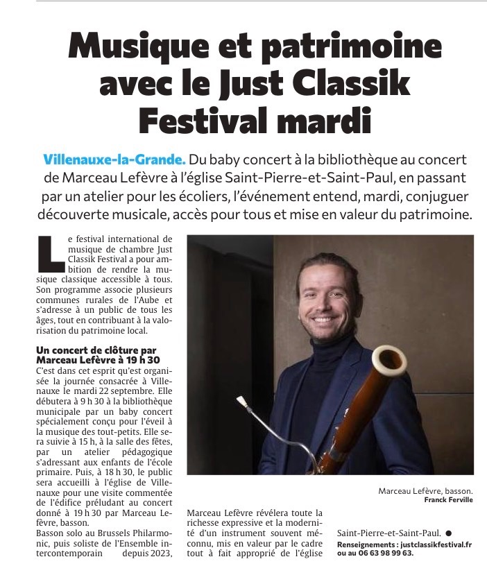 Musique et patrimoine avec le Just Classik Festival mardi