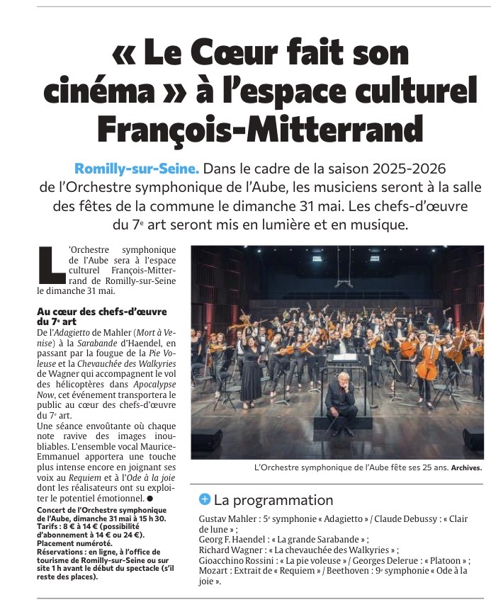 « Le Cœur fait son cinéma » à l’espace culturel François-Mitterrand de Romilly