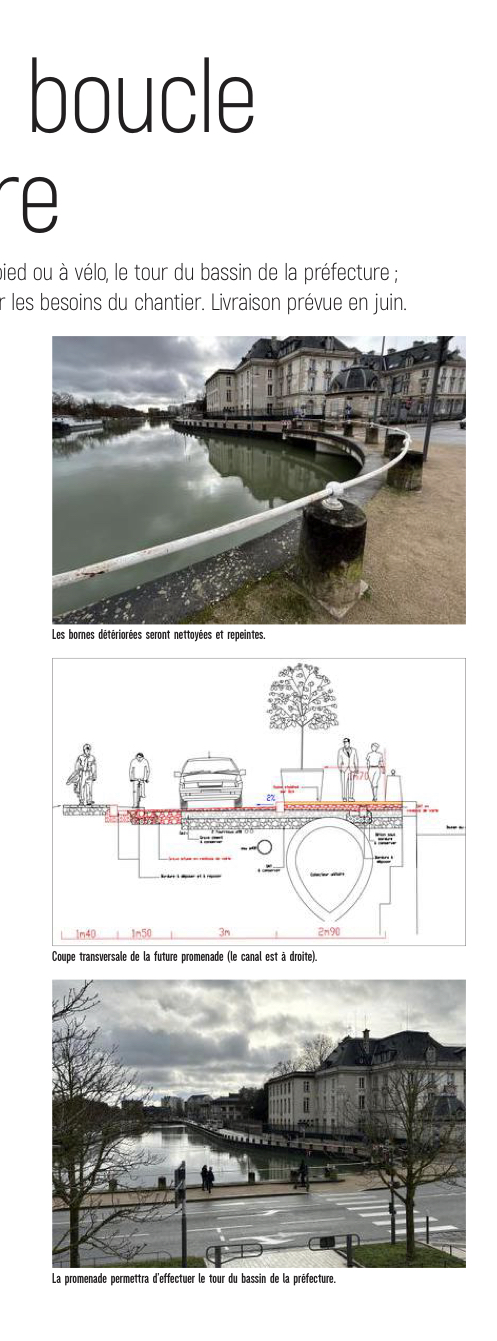 La promenade autour du bassin de la préfecture à Troyes débutera en avril.