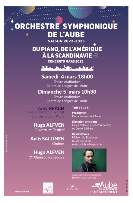 Concerts de l'Orchestre Symphonique de l'Aube ce week-end.