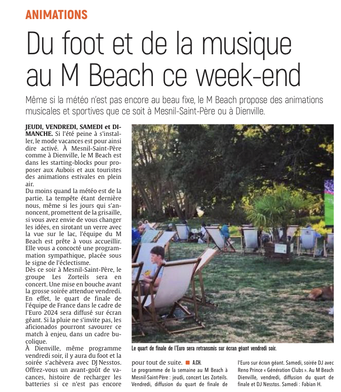 Du foot et de la musique au M Beach ce week-end