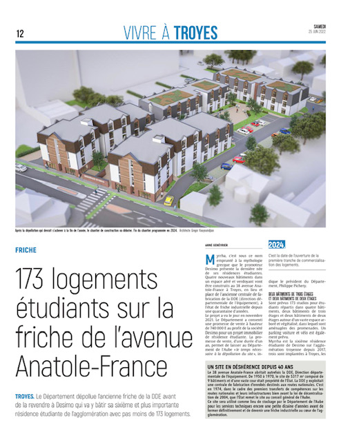 173 logements étudiants sur la friche de l’avenue Anatole-France à Troyes