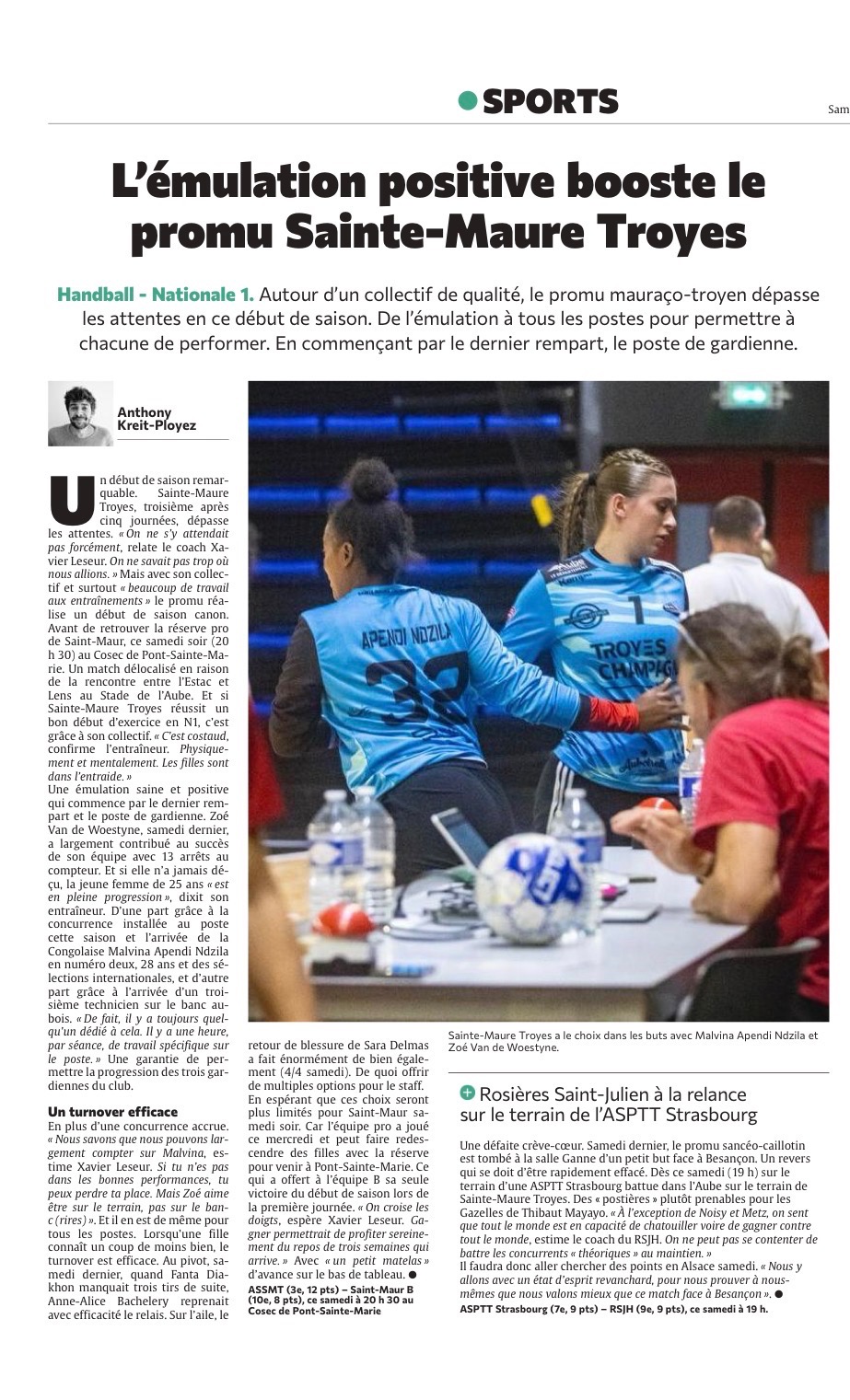 L'émulation positive booste le promu Sainte-Maure Troyes