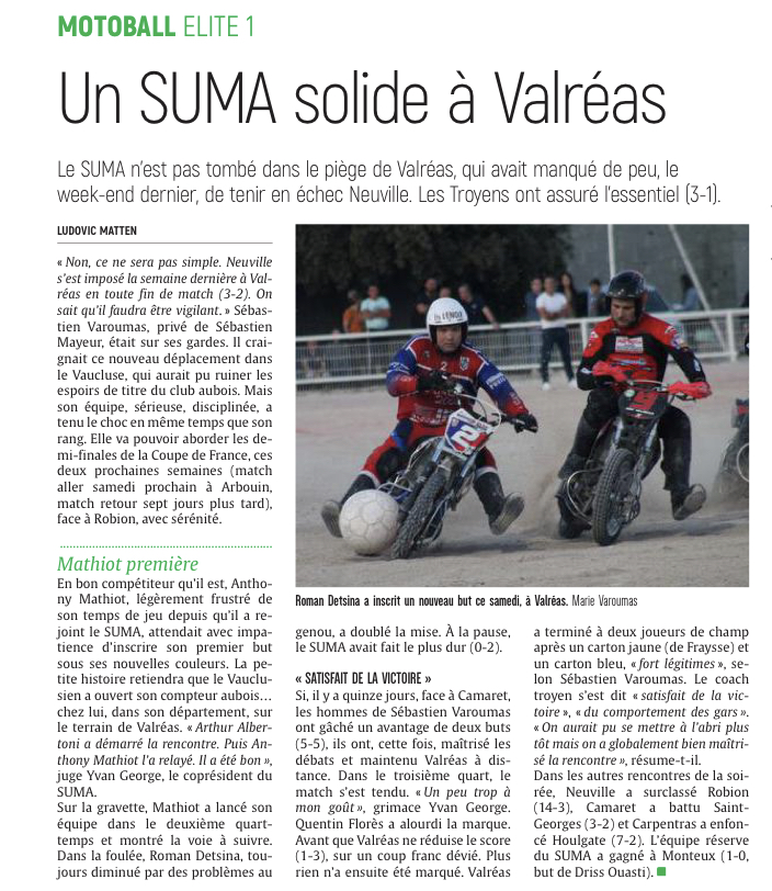 Un SUMA solide s’impose à Valréas