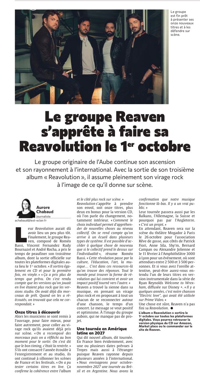 Nos pépites du groupe Reaven s'apprête à faire sa Revolution le 1er octobre