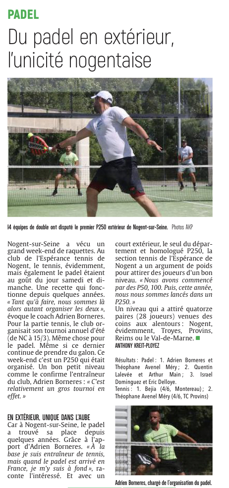 Du padel en extérieur, l’unicité nogentaise.