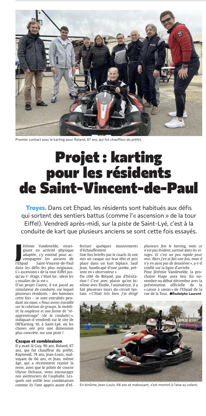 «Défi karting» pour des résidents de l’Ehpad Saint-Vincent-de-Paul