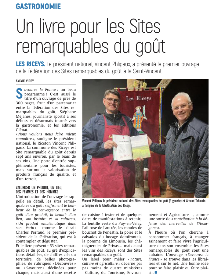 Un livre pour les Sites remarquables du goût de France