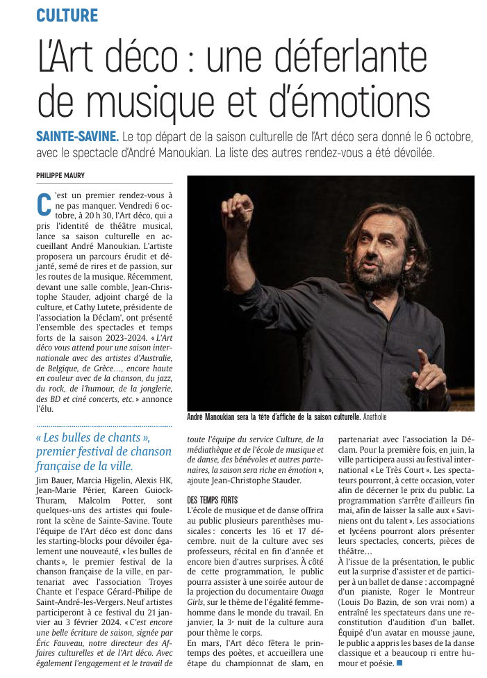 L'Art Déco: une déferlante de musique et d'émotions !