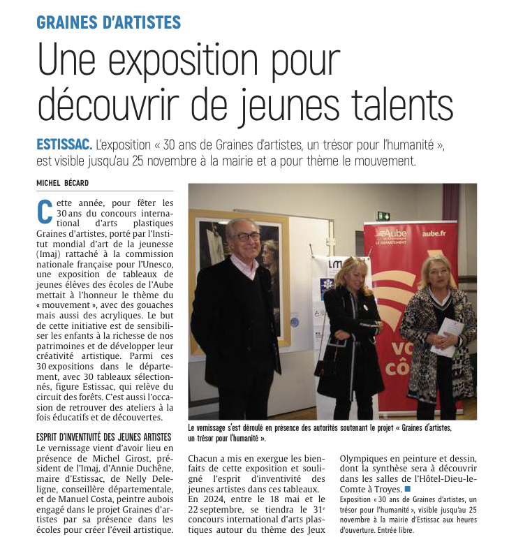 Graines d'artiste : Une exposition pour découvrir de jeunes talents.