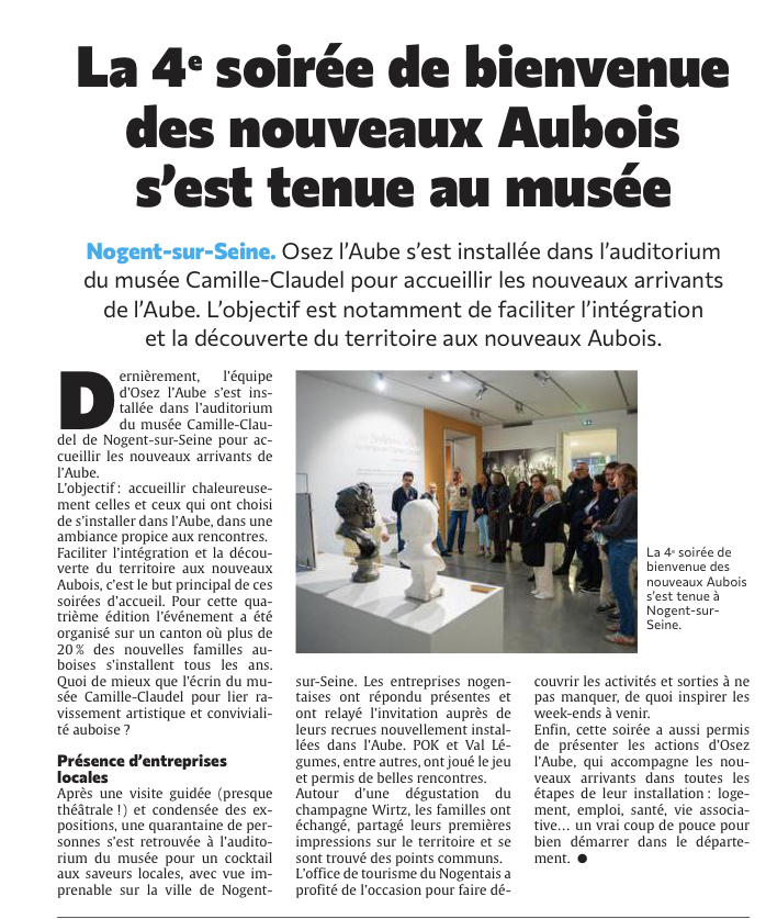 La 4e soirée de bienvenue des nouveaux Aubois s’est tenue à Nogent-sur-Seine