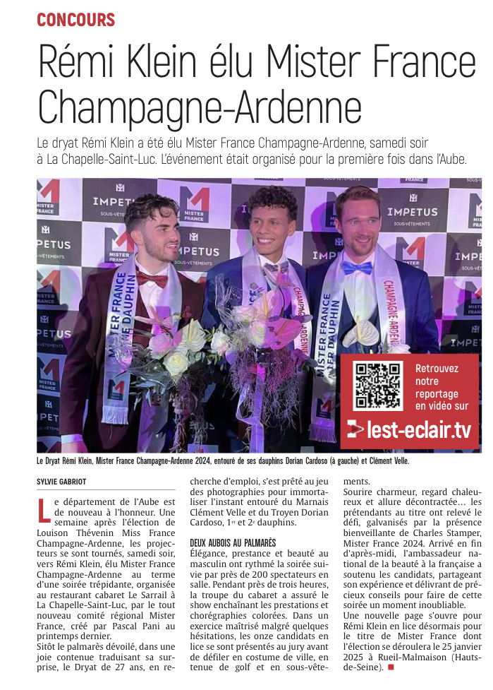 Rémi Klein élu plus bel homme de Champagne-Ardenne