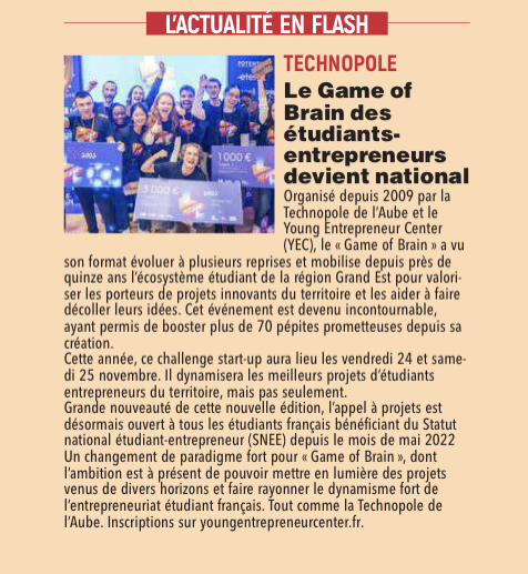 Le Game of Brain des étudiants- entrepreneurs de la Technopole de l’Aube