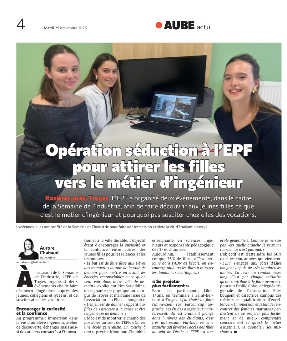 Opération séduction à l’EPF pour attirer les filles vers le métier d’ingénieur