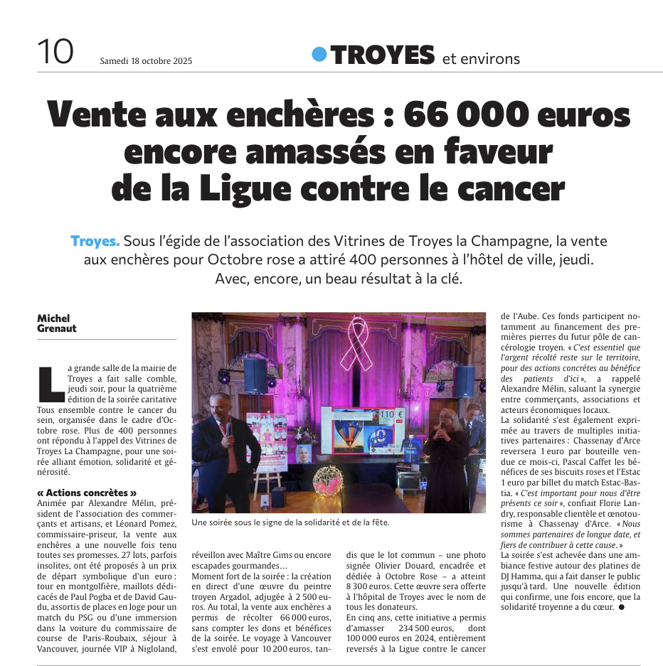 À Troyes, ils rassemblent 66 000 euros pour la Ligue contre le cancer !