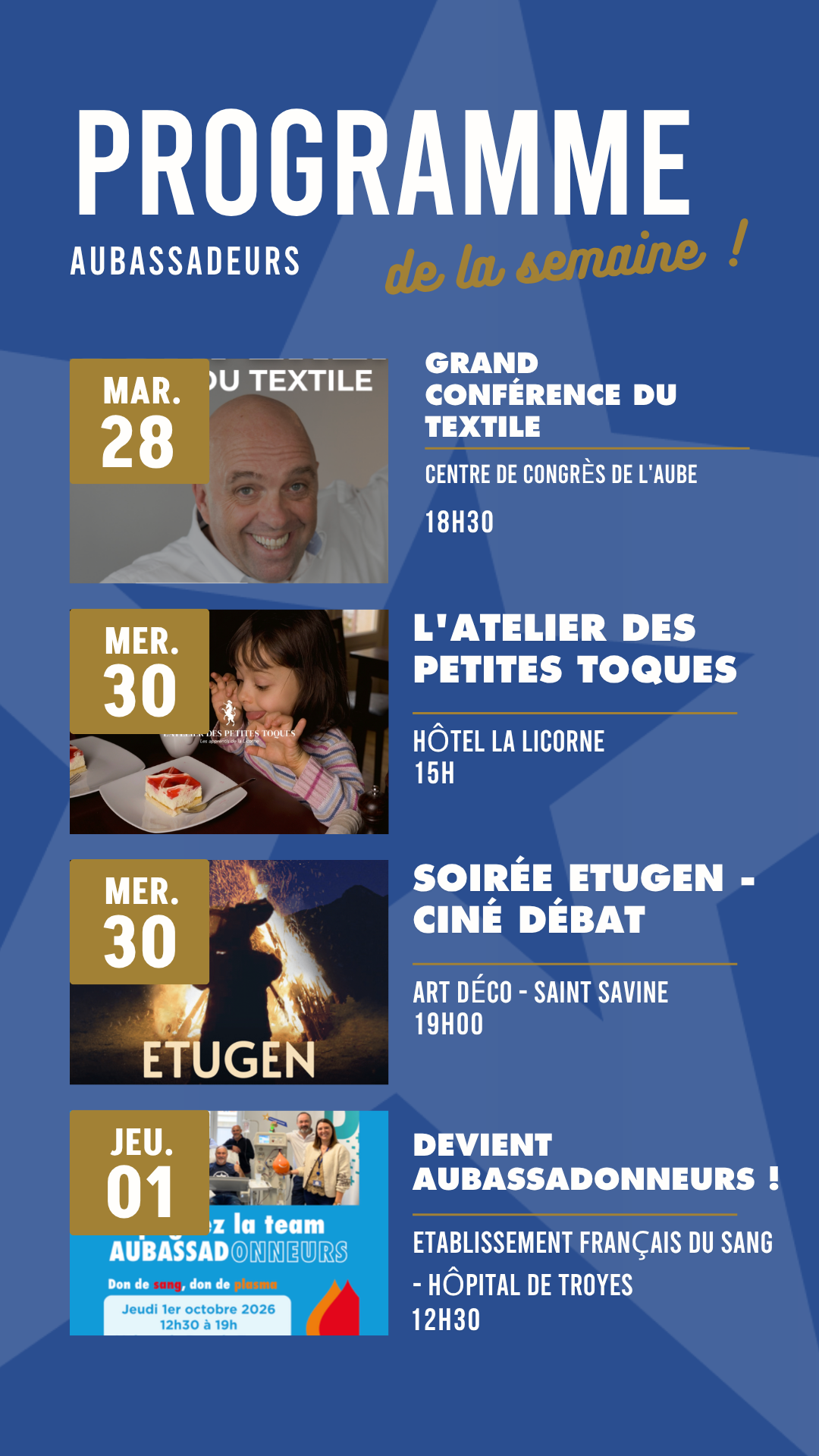 Programme Aubassadeurs de la semaine.