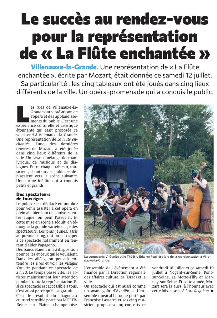 Le succès au rdv pour la représentation de La flûte enchantée.