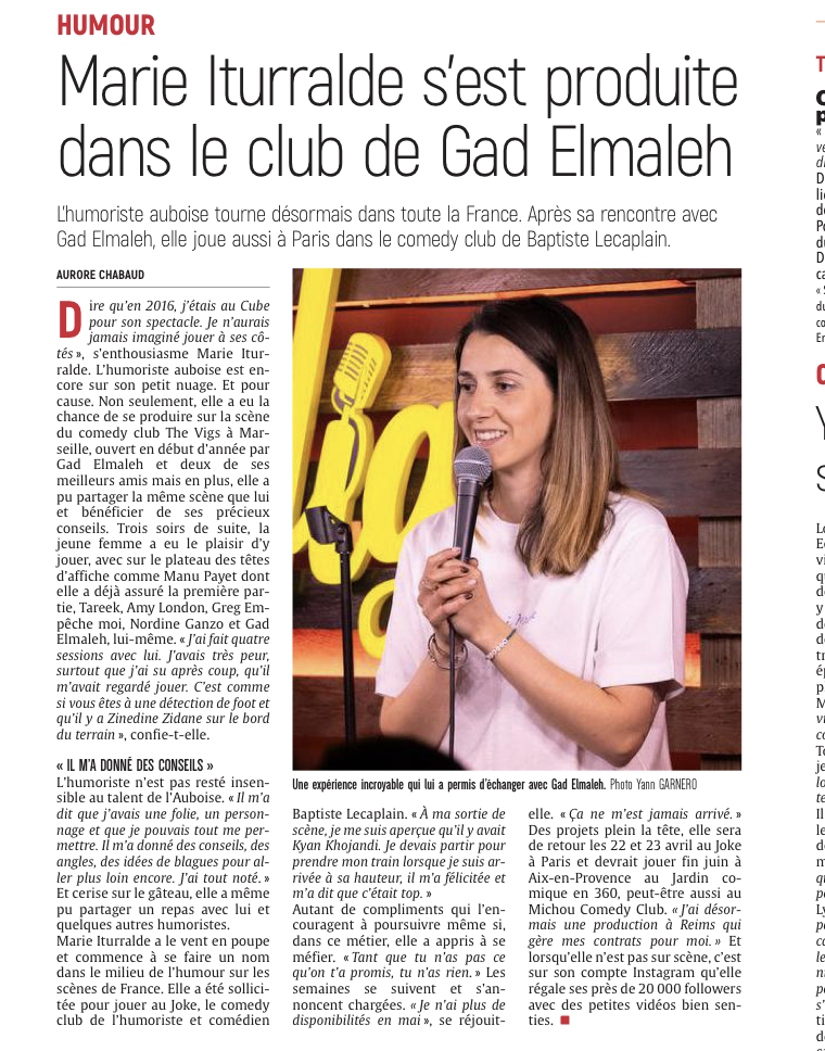 Notre Pépite Marie Iturralde s'est produite au Comedy Club de Gad Elmaleh