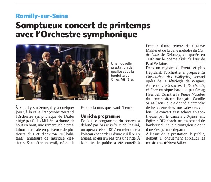 Somptueux concert de printemps avec l’Orchestre symphonique à Romilly-sur-Seine