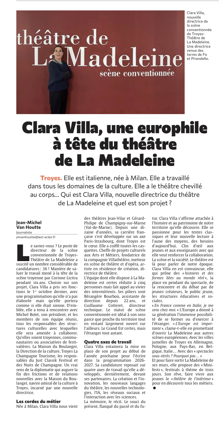 Clara Villa, une europhile à tête du théâtre de La Madeleine