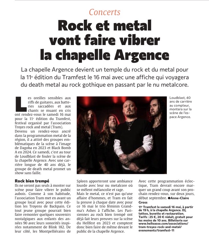 Rock et metal vont faire vibrer la chapelle Argence